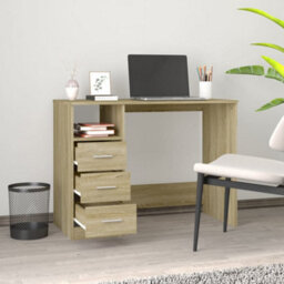 Walplus Desk With Drawers Sonoma Oak 102X50X76 Cm Engineered Wood - thumbnail 3