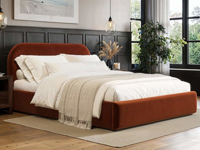 Flair Alba Ottoman Bed Burnt Orange Velvet Double - image 1