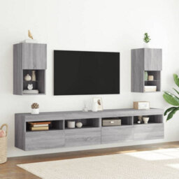 Berkfield Durable Tv Cabinet With Led Lights Grey Sonoma 30.5X30X60 Cm - thumbnail 3