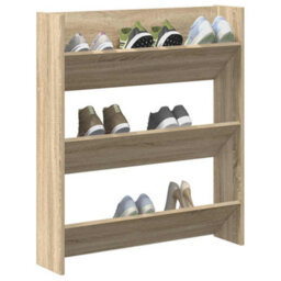 Berkfield Modern Wall Shoe Cabinet Sonoma Oak 80X18X90 Cm Engineered Wood - thumbnail 4