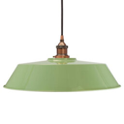 Mint Green Large Chancery Painted Dome Pendant Light With Antique Copper Lamp Holder And Black Round Cable - Se Home - thumbnail 1