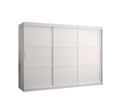 Arte Ramiro I Contemporary 3 Sliding Door Wardrobe 9 Shelves 2 Rails White Matt (H)2000mm (W)2500mm (D)620mm - image 1