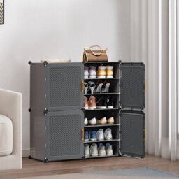 Thehotsale Dark Grey Household Twill Door Simple Dustproof Large Capacity Multi-Layer Shoe Rack 85Cm W X 32Cm D X 95Cm H