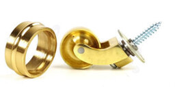 L&F 4X Brass Castor & Ring 32mm Screw In Castor  Furniture Beds Sofas Chairs Stools - thumbnail 7