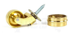 L&F 4X Brass Castor & Ring 32mm Screw In Castor  Furniture Beds Sofas Chairs Stools - thumbnail 4