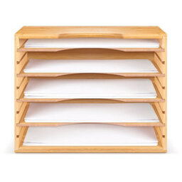 EHC Woodluv Desk Organiser Paper Tray, Wooden Desk File Organiser A4 Paper Letter Tray With 5 Tier Racks Shelves - thumbnail 6
