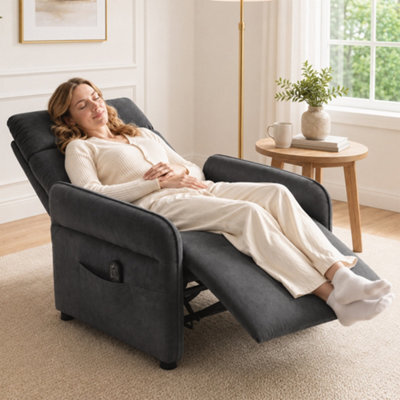 Homcom Recliner Armchair, Manual Recliner Chair, Massage & Heat, Dark Grey - image 1