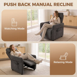 Homcom Recliner Armchair, Manual Recliner Chair, Massage & Heat, Dark Grey - thumbnail 6