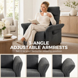 Homcom Recliner Armchair, Manual Recliner Chair, Massage & Heat, Dark Grey - thumbnail 5