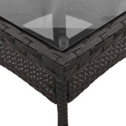 Vidaxl Garden Table With Glass Top Black 80X80X75 Cm Poly Rattan - thumbnail 8