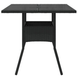 Vidaxl Garden Table With Glass Top Black 80X80X75 Cm Poly Rattan - thumbnail 4