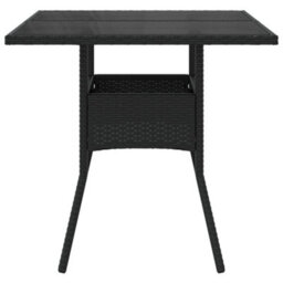 Vidaxl Garden Table With Glass Top Black 80X80X75 Cm Poly Rattan - thumbnail 5