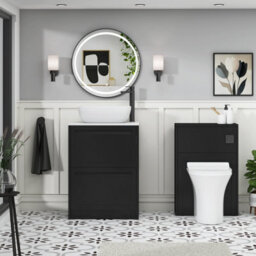 Royal Bathrooms Royal Bathroom Elmore 600mm Matt Nocturne Black Freestanding Bathroom Vanity Unit 2 Drawer Plain White Worktop With Elva Basin - thumbnail 5