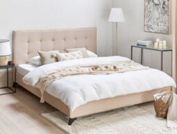 Beliani Bed Fabric Ambassador 180 X 200 Cm (Eu Super King) Beige - thumbnail 2