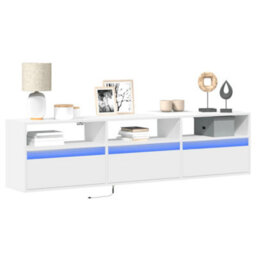 Berkfield Durable Tv Wall Cabinet With Led White 180X31X45 Cm - thumbnail 2