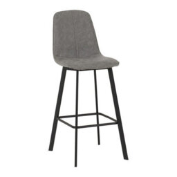 Seconique Quebec Pair Of Bar Chairs In Grey Faux Leather And Black Metal Legs - thumbnail 5
