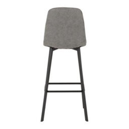 Seconique Quebec Pair Of Bar Chairs In Grey Faux Leather And Black Metal Legs - thumbnail 6