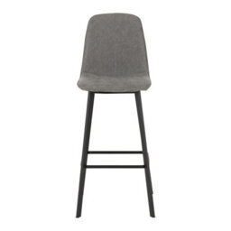 Seconique Quebec Pair Of Bar Chairs In Grey Faux Leather And Black Metal Legs - thumbnail 4