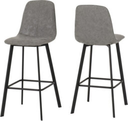 Seconique Quebec Pair Of Bar Chairs In Grey Faux Leather And Black Metal Legs - thumbnail 1