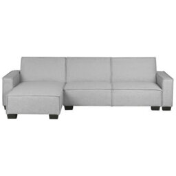 Beliani Corner Sofa Bed 3 Seater Romedal Fabric Light Grey Right Hand