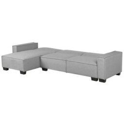Beliani Corner Sofa Bed 3 Seater Romedal Fabric Light Grey Right Hand - thumbnail 5