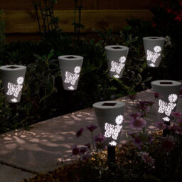 Set Of 6 Solar Powered Silhouette Butterfly Stake Lights - Weatherproof Outdoor Garden Led Pathway Lighting - H35 X 7.5Cm Diameter - thumbnail 2