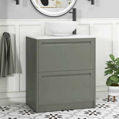 Royal Bathrooms Royal Bathroom Elmore 700mm Matt Green Freestanding Countertop Bathroom Vanity Unit 2 Drawer With Breeze Basin - image 1
