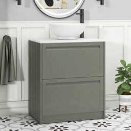 Royal Bathrooms Royal Bathroom Elmore 700mm Matt Green Freestanding Countertop Bathroom Vanity Unit 2 Drawer With Breeze Basin - thumbnail 1