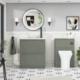 Royal Bathrooms Royal Bathroom Elmore 700mm Matt Green Freestanding Countertop Bathroom Vanity Unit 2 Drawer With Breeze Basin - thumbnail 5