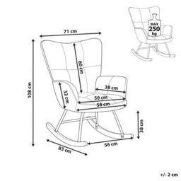 Beliani Rocking Chair Oulu Fabric Emerald Green - thumbnail 3