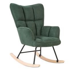 Beliani Rocking Chair Oulu Fabric Emerald Green - thumbnail 1