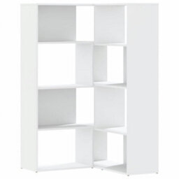 Berkfield Corner Bookcase 4-Tier White 85X85X140 Cm Engineered Wood - thumbnail 2