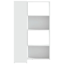 Berkfield Corner Bookcase 4-Tier White 85X85X140 Cm Engineered Wood - thumbnail 5