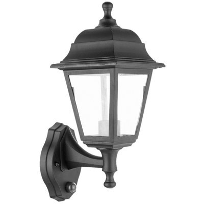 Ex-Pro Outdoor Wall Light Lantern With Dust To Dawn Sensor, Led E27 11W, Ip44 Rated, 27X14Cm, Black - image 1