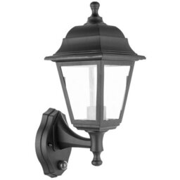 Ex-Pro Outdoor Wall Light Lantern With Dust To Dawn Sensor, Led E27 11W, Ip44 Rated, 27X14Cm, Black - thumbnail 1