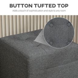 Homcom Small Footstool Square Ottoman With Padded Seat For Living Room Grey - thumbnail 8