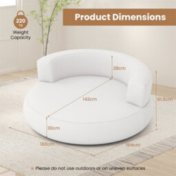 Inflatable Couch Spacious Air Sofa With Detachable Cover White - thumbnail 2