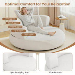 Inflatable Couch Spacious Air Sofa With Detachable Cover White - thumbnail 5