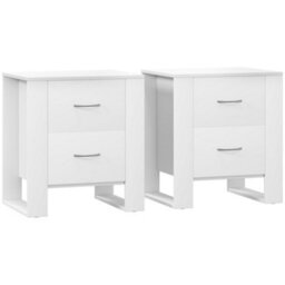 Wyld Haus Zivika Momo Set Of 2 White Bedside Tables - 2 Drawers, Silver Handles - thumbnail 2