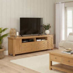 The Furniture Market Marbury Oak Xxl Widescreen Tv Unit Stand Up To 100 Tv Size - thumbnail 3