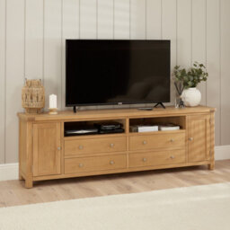 The Furniture Market Marbury Oak Xxl Widescreen Tv Unit Stand Up To 100 Tv Size - thumbnail 1