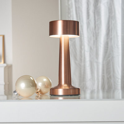 Eldo Rechargeable Rose Gold Table Lamp Cordless, Touch Control Warm Lighting