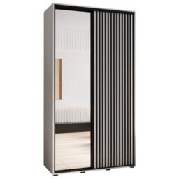 Arte Sapporo Ii Modern White Matt Mirrored Sliding Door Wardrobe With Lamella Effect (H)2050mm (W)1400mm (D)600mm - thumbnail 2
