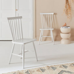 Sweeek - Pair Of Wooden Dining Chairs White 50.8X44.2X90 Cm - Romie - thumbnail 1