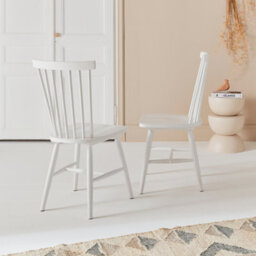 Sweeek - Pair Of Wooden Dining Chairs White 50.8X44.2X90 Cm - Romie - thumbnail 6