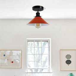 22Cm Orange Industrial Metal Lamp Shade Easy Fit Retro Cone Pendant Light Shade For Kitchen - thumbnail 6