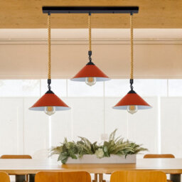 22Cm Orange Industrial Metal Lamp Shade Easy Fit Retro Cone Pendant Light Shade For Kitchen - thumbnail 5