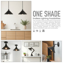 22Cm Orange Industrial Metal Lamp Shade Easy Fit Retro Cone Pendant Light Shade For Kitchen - thumbnail 9