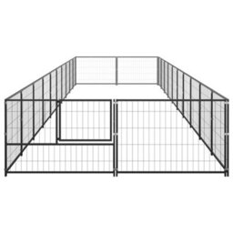 Berkfield Durable Dog Kennel Black 20 M2 Steel - thumbnail 3