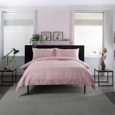 The Lyndon Company Crossley Heath Duvet Set  100% Cotton With Piped Cuffs & Button Detail - image 1